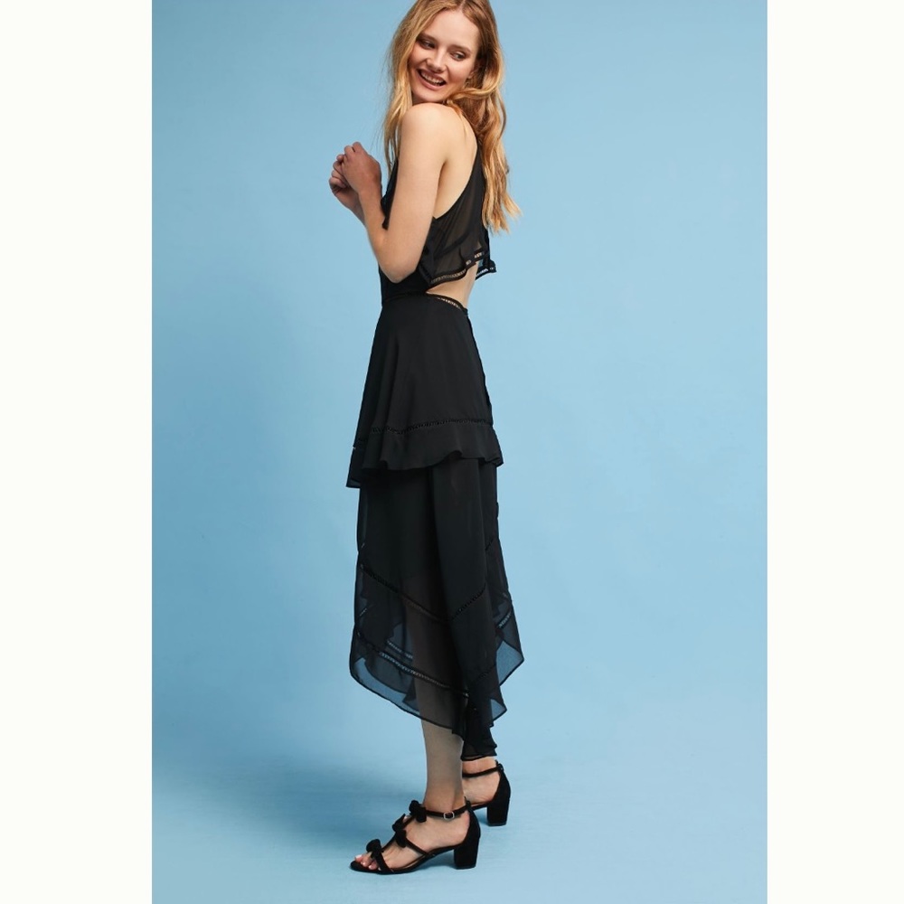 Anthropologie Antonina Ruffled Open Back Dress